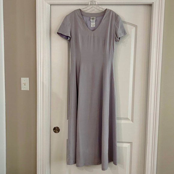 Vintage Laura Ashley 100% Silk Dress grey mauve - Picture 1 of 6